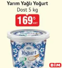 DOST YARIM YAĞLI YOĞURT 5 KG